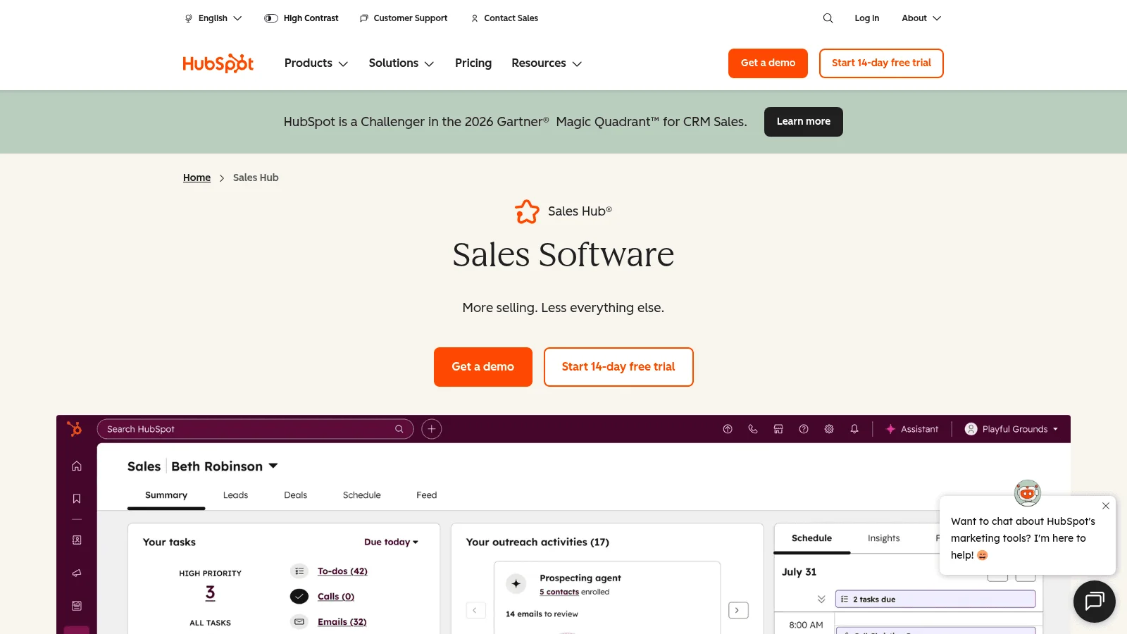 HubSpot Sales Hub as one of the best B2B sales tools