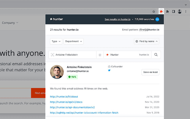 Hunter Email Finder