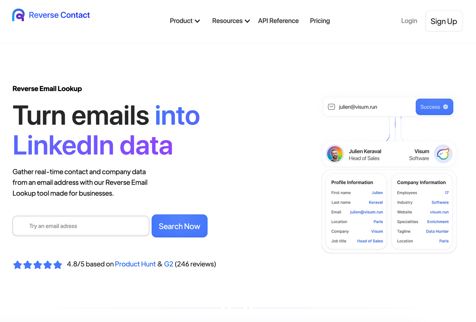 Reverse Contact website