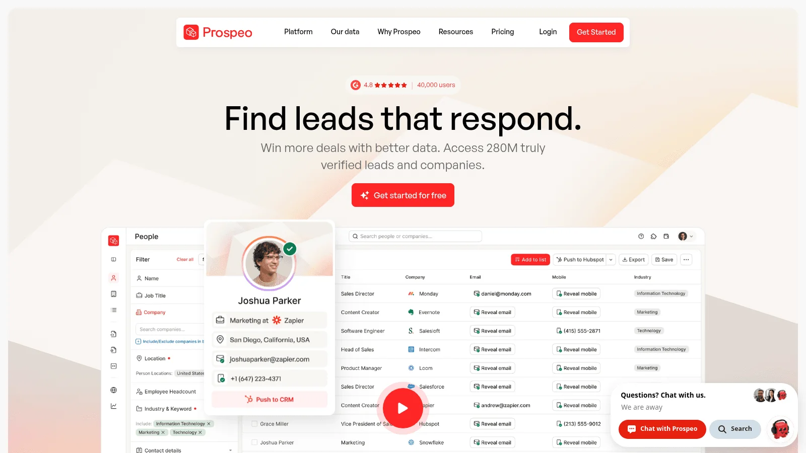 Prospeo as one of the best sales prospecting tools